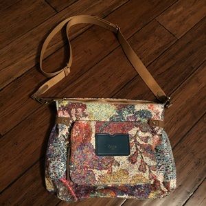 Oilily Canvas Carry All Floral Dot Artsy Purse